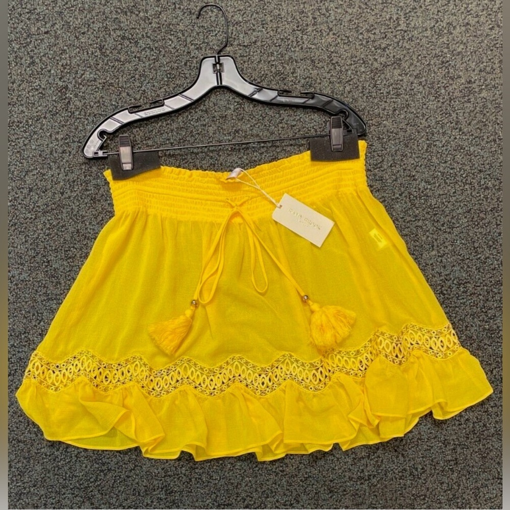 Ramy Brook New York C02246002 Womens Yellow Elastic Waist Mini Skirt Size Large